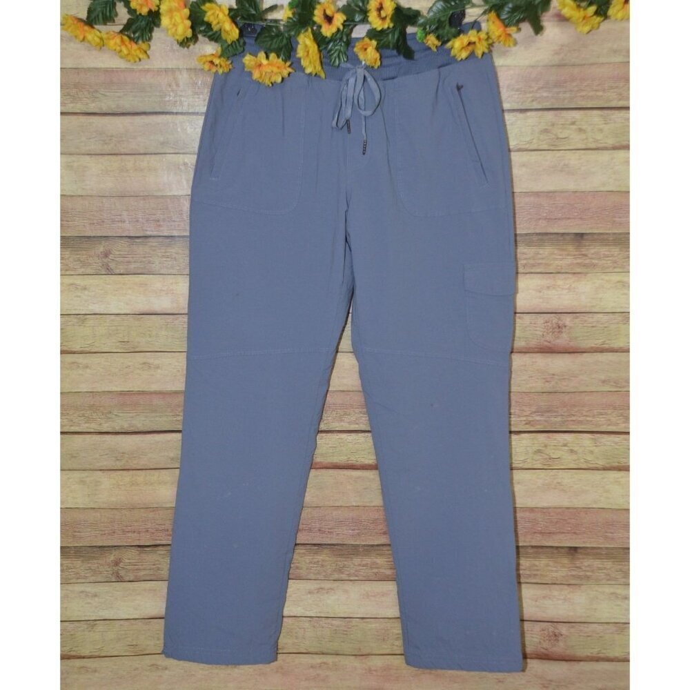Eddie Bauer Ladies Nylon Gray Lined Cargo Active Pants Size M Elastic Waist